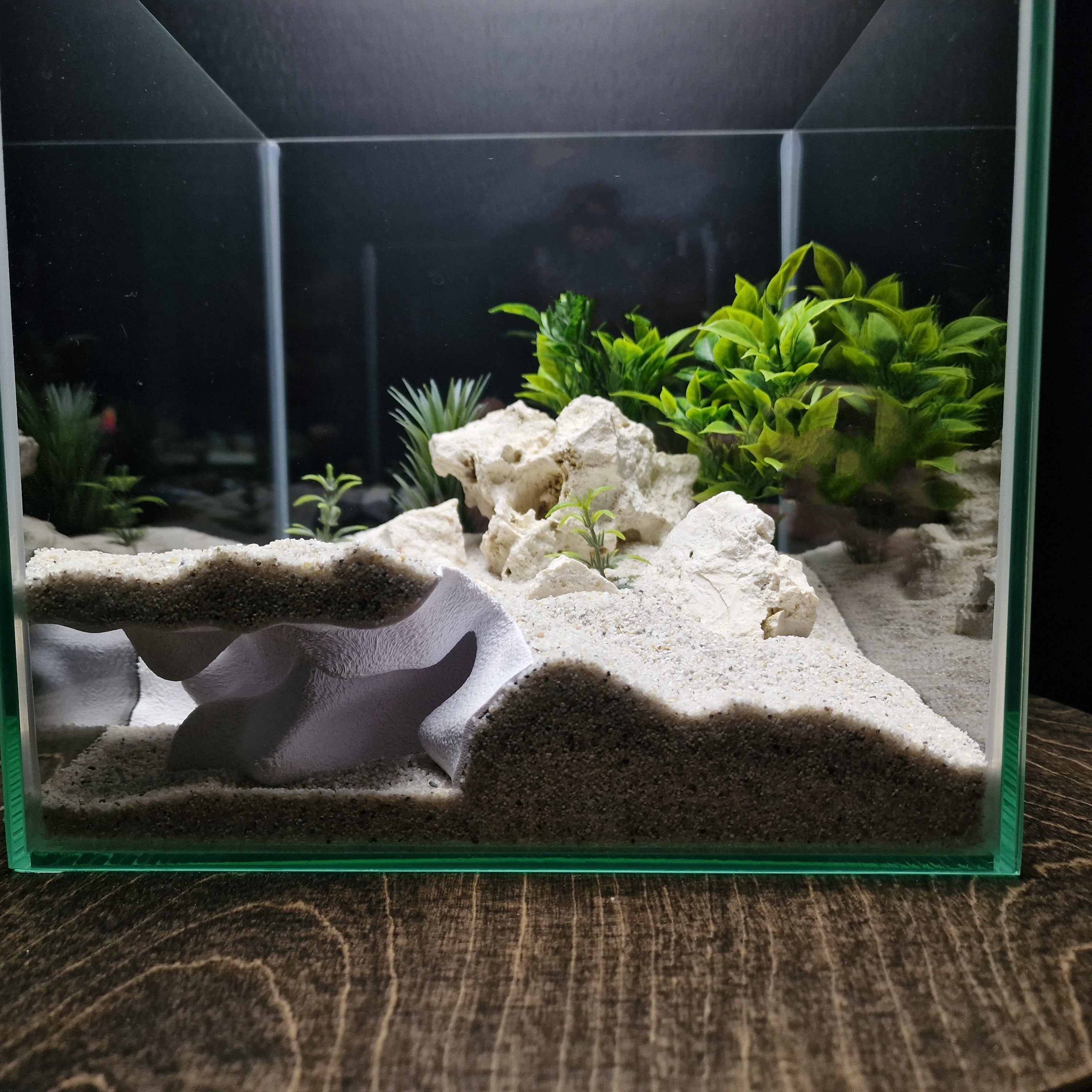 Terrarium Cave & Aquarium Tunnel | 3D Printed Under-Sand Hide for Aquascaping, Cichlids, Shrimp, and Reptiles - "Corner Office" Model - PhD Aqua Fabrication