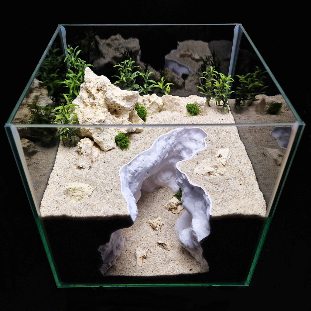 3D Printed Cave Decor – Deep Rift for Terrarium & Aquarium - Customizable Sizing - "Ripped Earth" Model