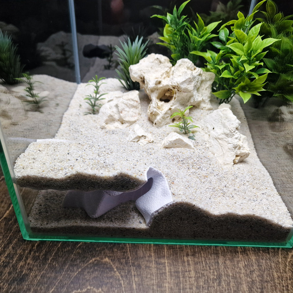 Terrarium Cave & Aquarium Tunnel | 3D Printed Under-Sand Hide for Aquascaping, Cichlids, Shrimp, and Reptiles - "Corner Office" Model - PhD Aqua Fabrication