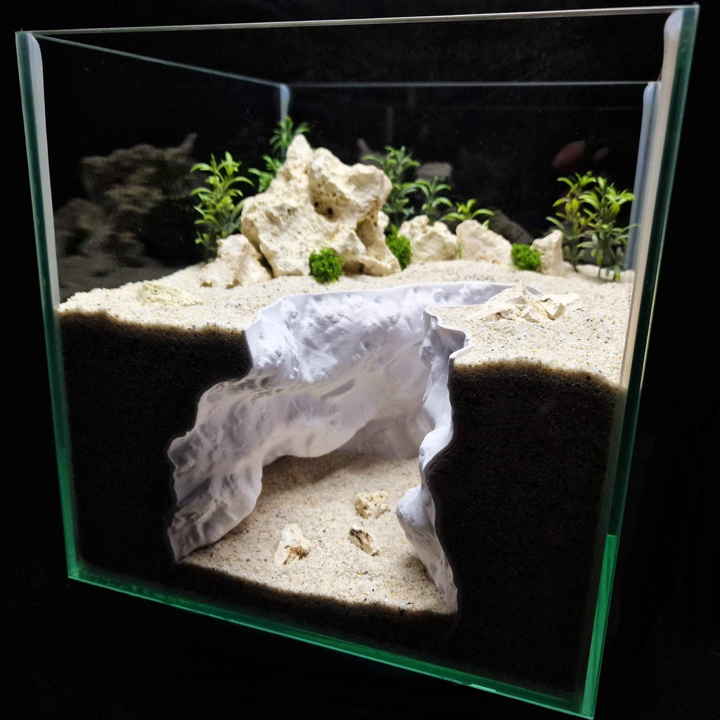 3D Printed Cave Decor – Deep Rift for Terrarium & Aquarium - Customizable Sizing - "Ripped Earth" Model