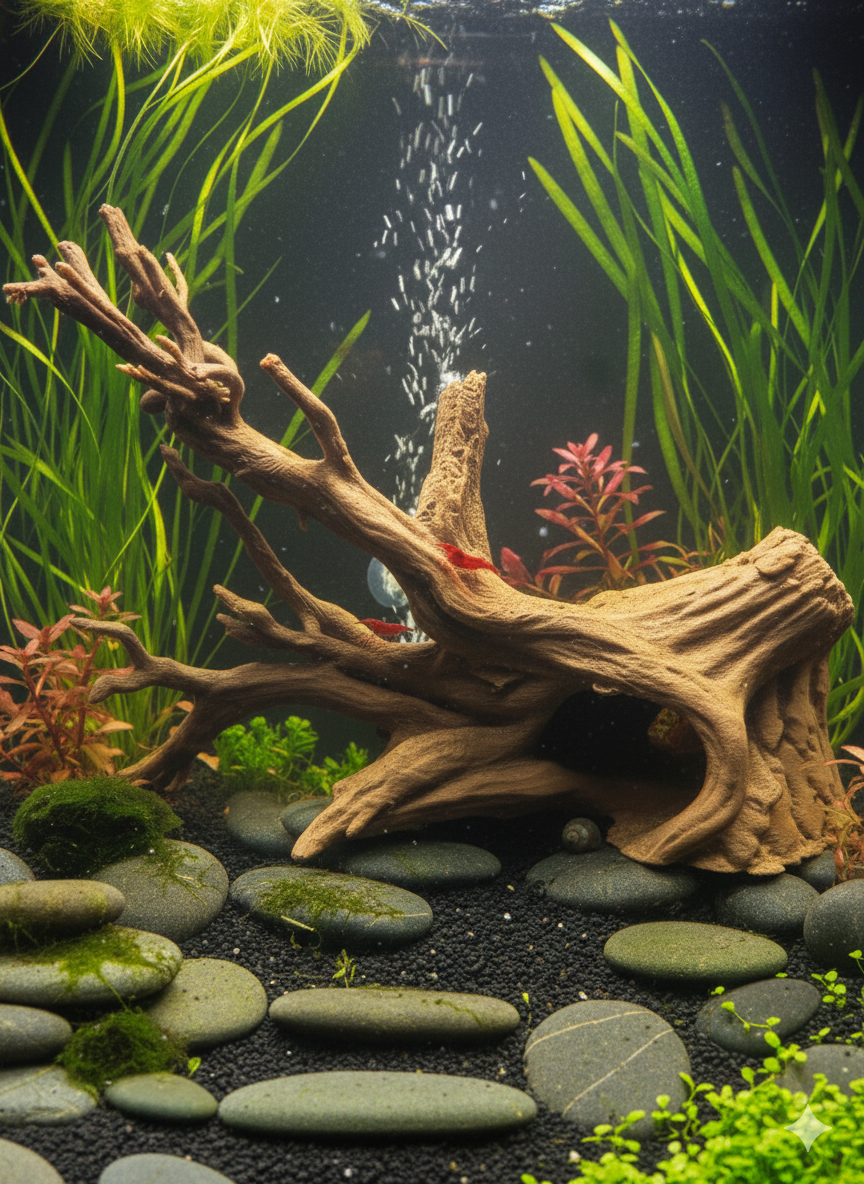 Aquarium Driftwood Decor | “Driftwood Hideout” | 3D Printed Wood Feature also for Terrarium Kit