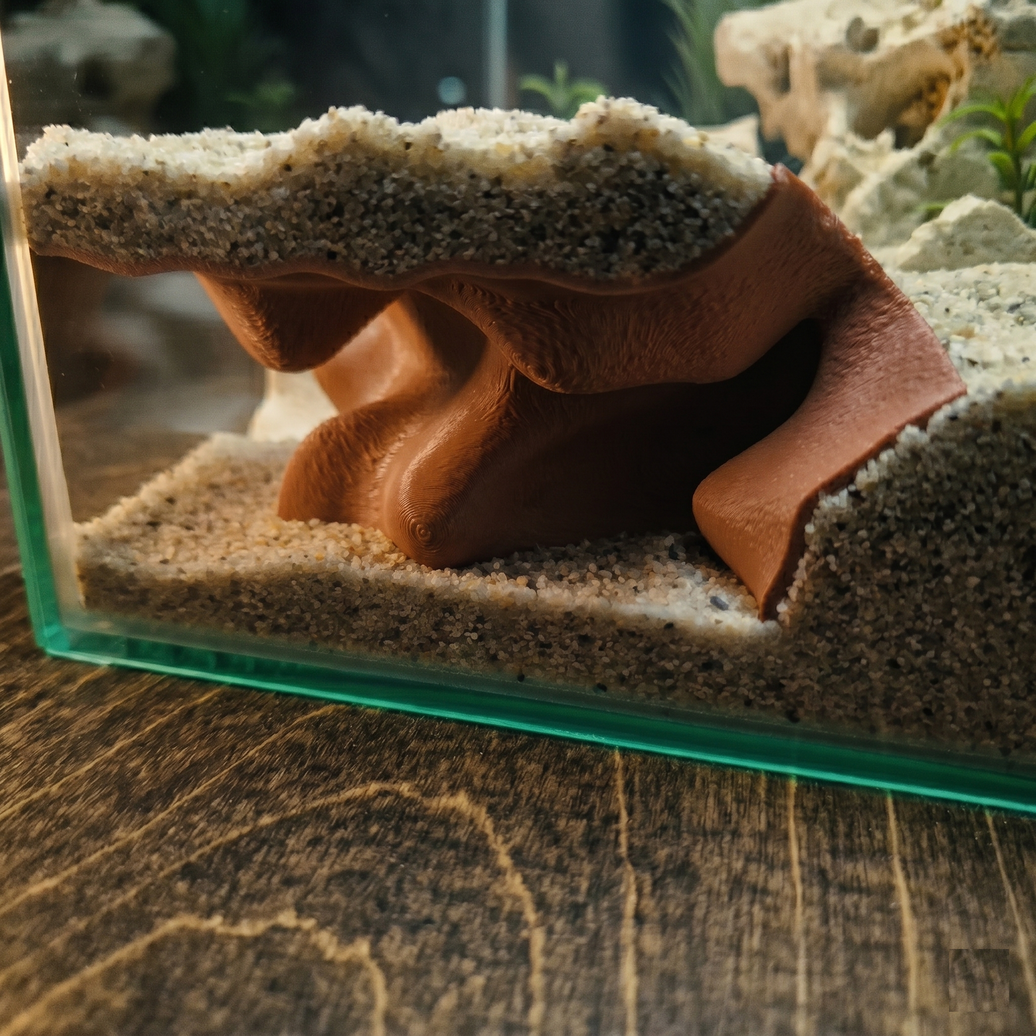 Terrarium Cave & Aquarium Tunnel | 3D Printed Under-Sand Hide for Aquascaping, Cichlids, Shrimp, and Reptiles - "Corner Office" Model - PhD Aqua Fabrication