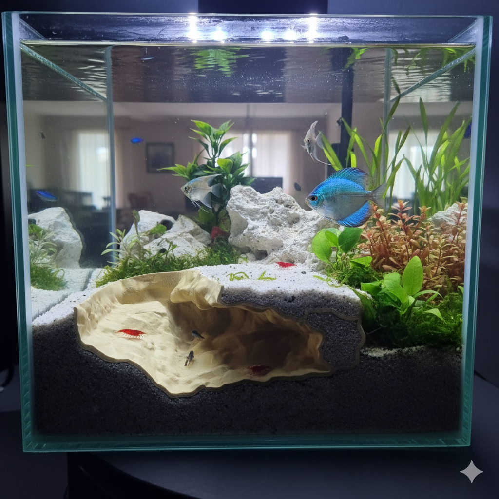 Aquarium Cave Decor | “Solitude Underground” | 3D Printed Rock Feature also for Terrarium Kit