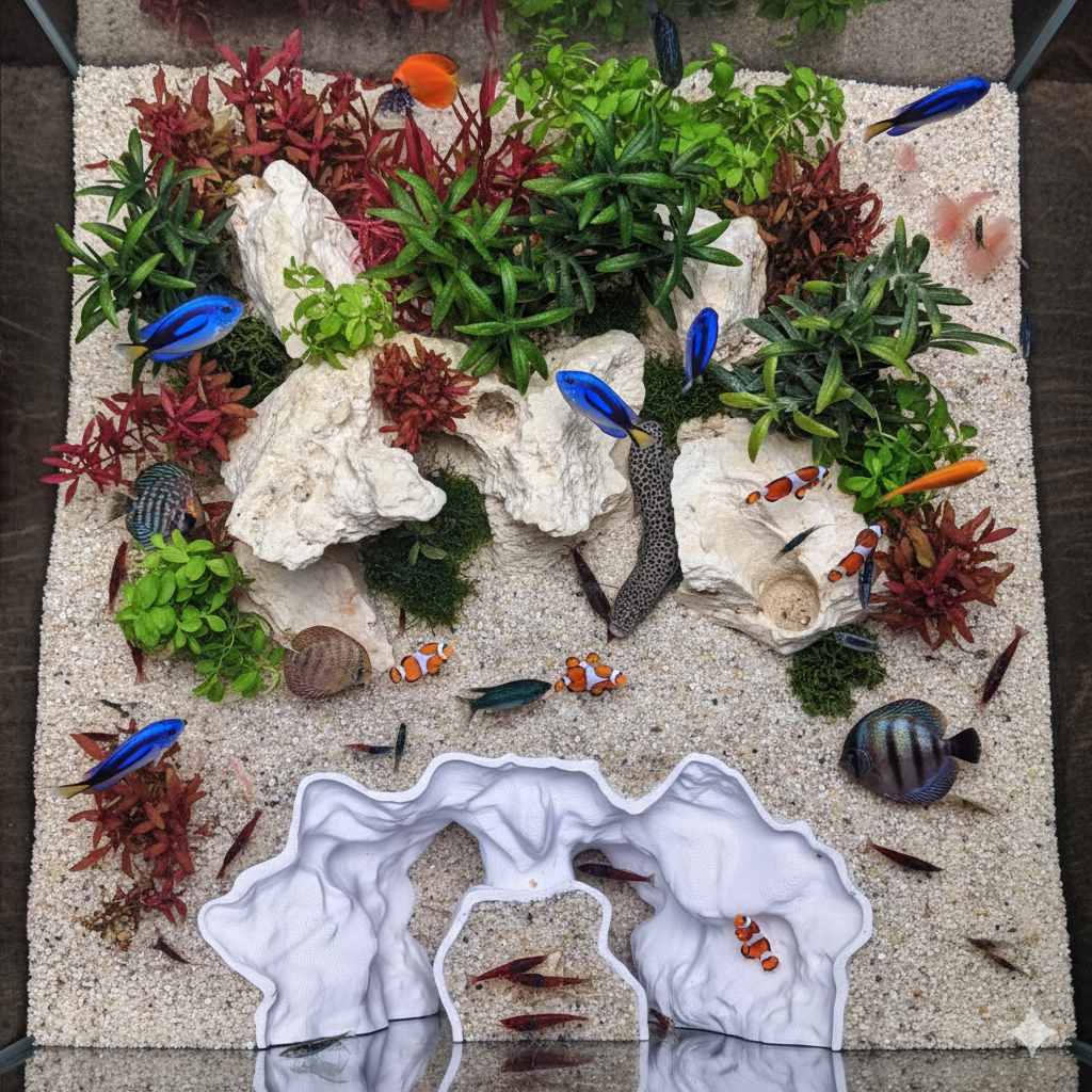 Aquarium Decor Rift | “Rocky Chaos Den” | 3D Printed Double Divider also for Terrarium Kit