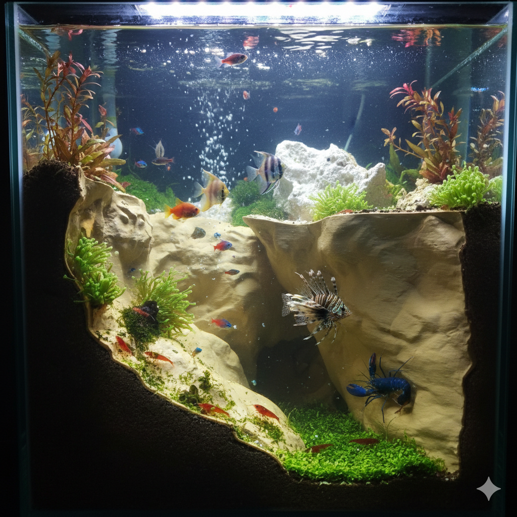 Aquarium Decor Cave | “Living Freedom” | 3D Printed Rock Feature also for Terrarium Kit