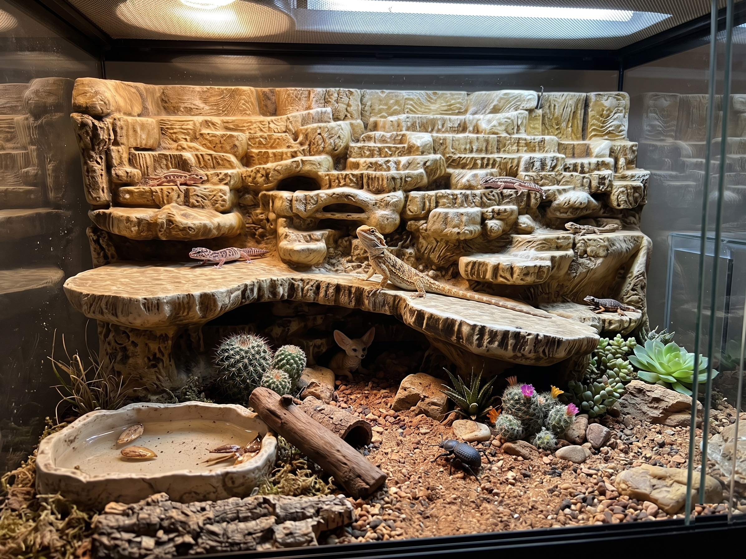 Terrarium Background Wall Cliff - Customizable - Rock Ledge Shelf for Reptiles, Amphibians, Invertebrates - "Outdoor Terrasse" Model - PhD Aqua Fabrication