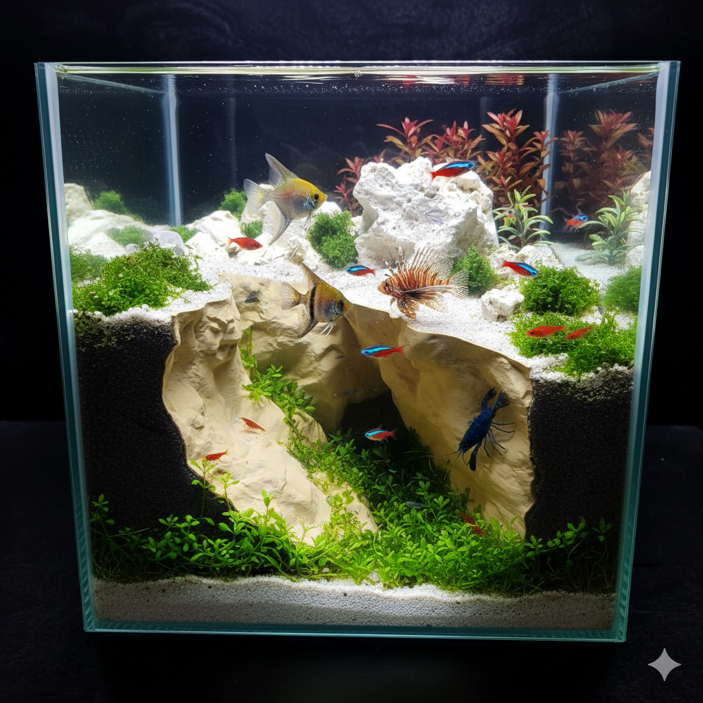 Aquarium Decor Cave | “Living Freedom” | 3D Printed Rock Feature also for Terrarium Kit