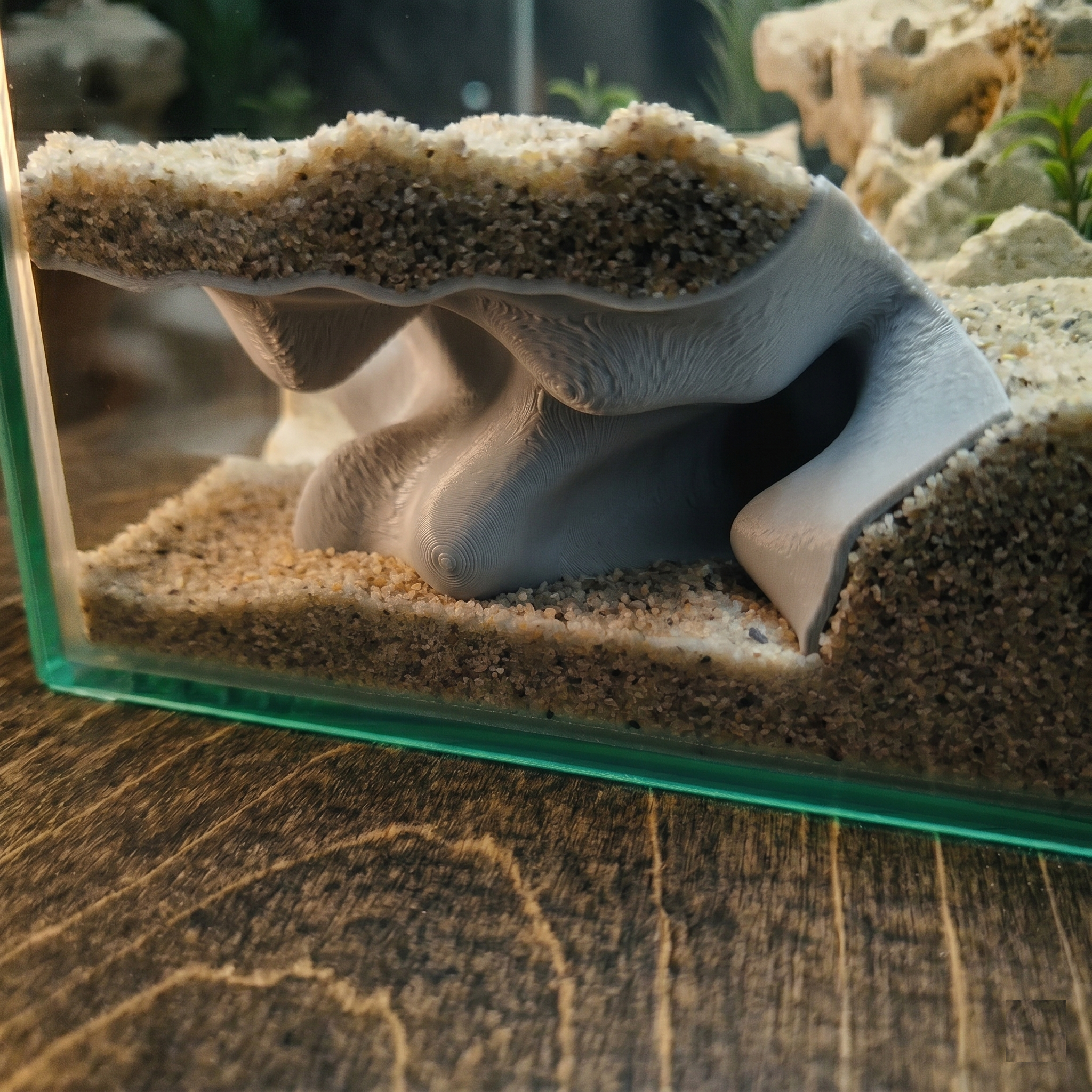 Terrarium Cave & Aquarium Tunnel | 3D Printed Under-Sand Hide for Aquascaping, Cichlids, Shrimp, and Reptiles - "Corner Office" Model - PhD Aqua Fabrication
