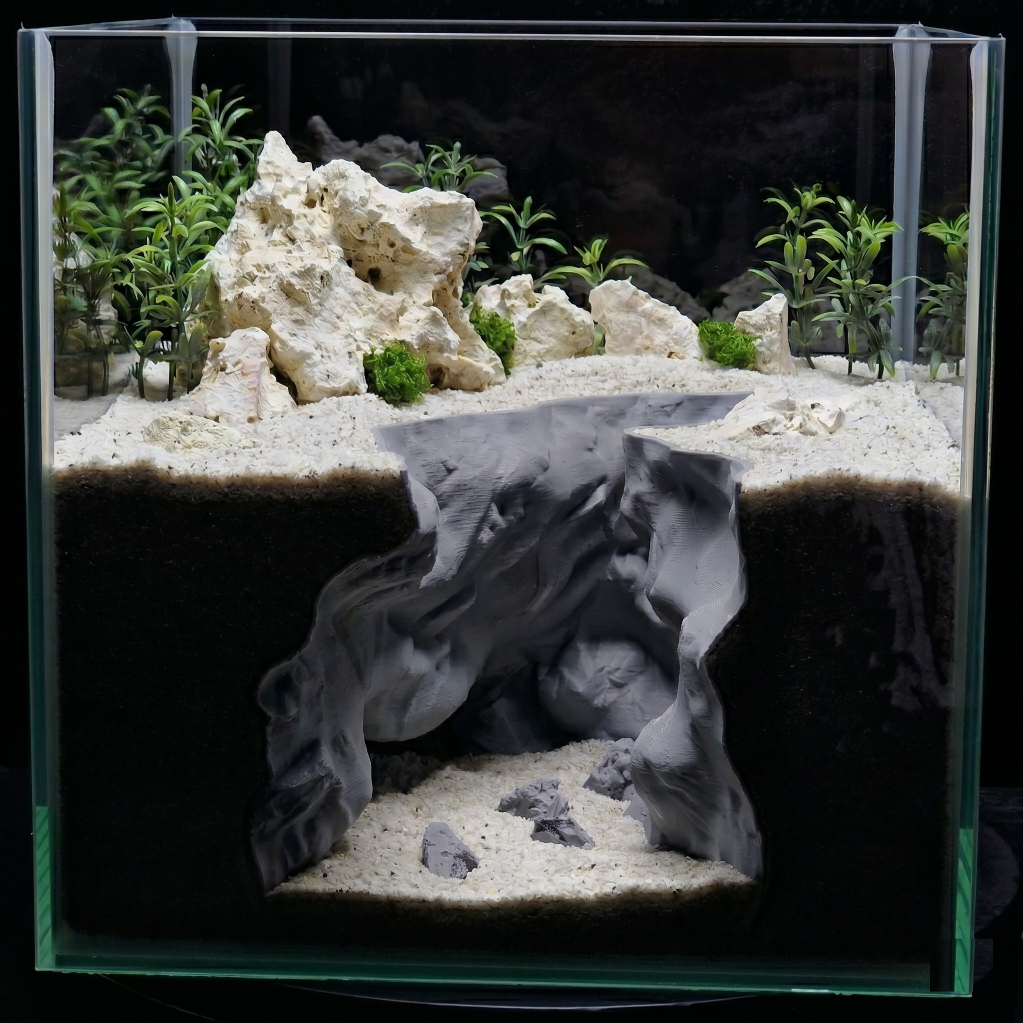 3D Printed Cave Decor – Deep Rift for Terrarium & Aquarium - Customizable Sizing - AQU-RIPPED-GY-L,AQU-RIPPED-BR-L,AQU-RIPPED-BE-L,AQU-RIPPED-WH-L