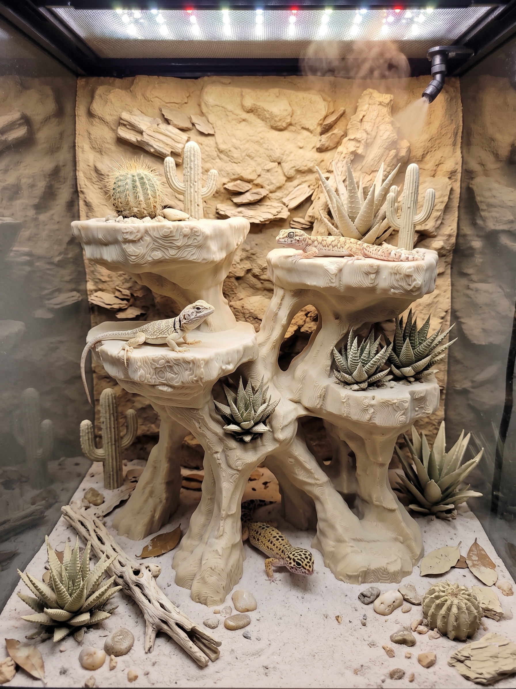 Terrarium Background - Multi-Level Reptile Basking Platform & Planter - Tank Decor for Leopard Geckos, Crested Geckos, and Amphibians - "Plateau Aplenty" Model - PhD Aqua Fabrication