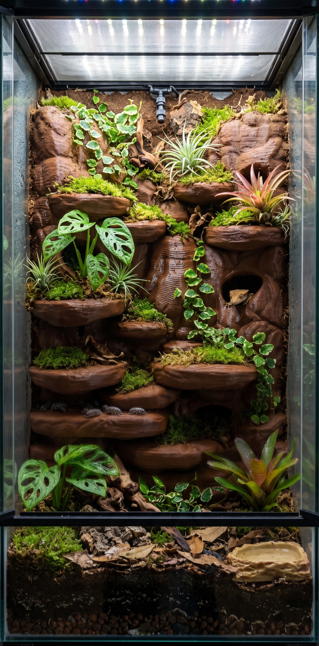 Customizable Terrarium Background Wall – 3D Rock Wall with Cave Hides and Ledge Basking Areas for Terrascaping and Aquascaping - "Hides and Hotspots" Model - PhD Aqua Fabrication