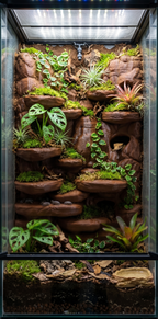 Customizable Terrarium Background Wall – 3D Rock Wall with Cave Hides and Ledge Basking Areas for Terrascaping and Aquascaping - "Hides and Hotspots" Model - PhD Aqua Fabrication