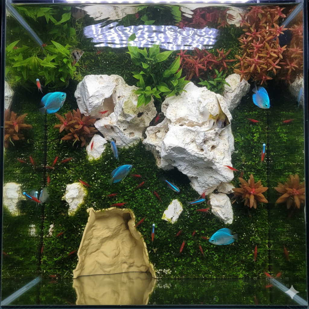 Aquarium Cave Decor | “Solitude Underground” | 3D Printed Rock Feature also for Terrarium Kit