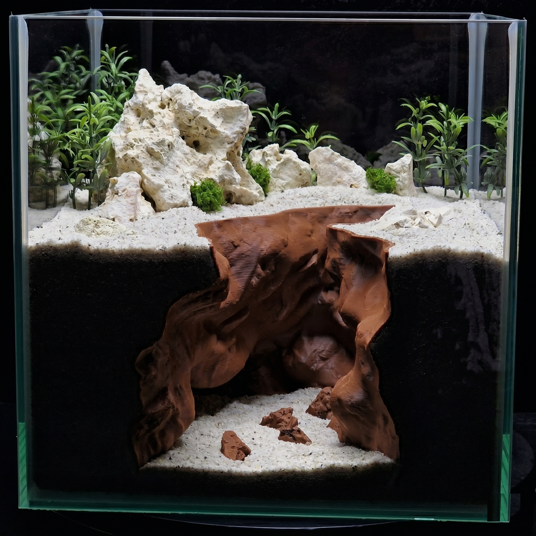 3D Printed Cave Decor – Deep Rift for Terrarium & Aquarium - Customizable Sizing - AQU-RIPPED-GY-L,AQU-RIPPED-BR-L,AQU-RIPPED-BE-L,AQU-RIPPED-WH-L