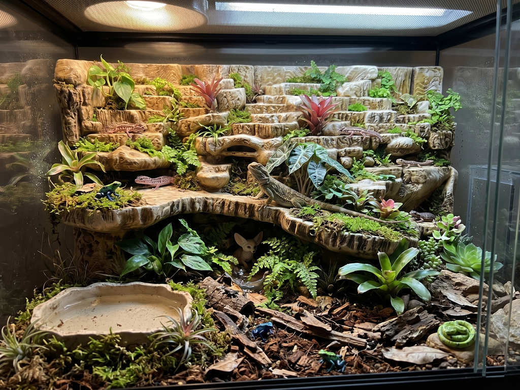 Terrarium Background Wall Cliff - Customizable - Rock Ledge Shelf for Reptiles, Amphibians, Invertebrates - "Outdoor Terrasse" Model - PhD Aqua Fabrication