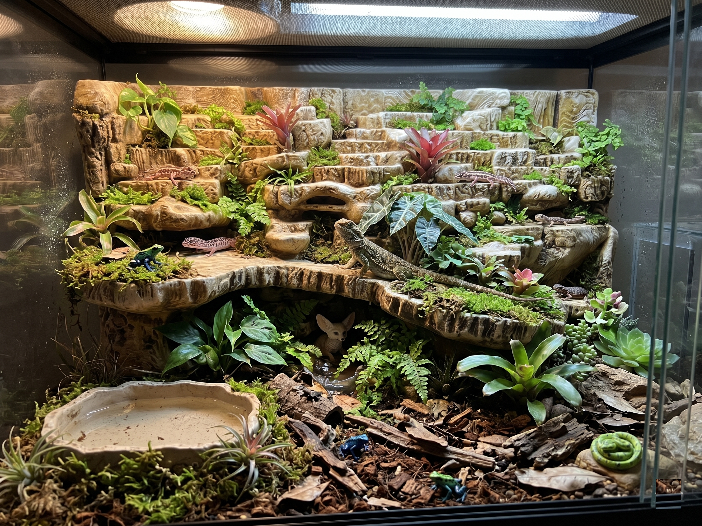 Terrarium Background Wall Cliff - Customizable - Rock Ledge Shelf for Reptiles, Amphibians, Invertebrates - "Outdoor Terrasse" Model - PhD Aqua Fabrication