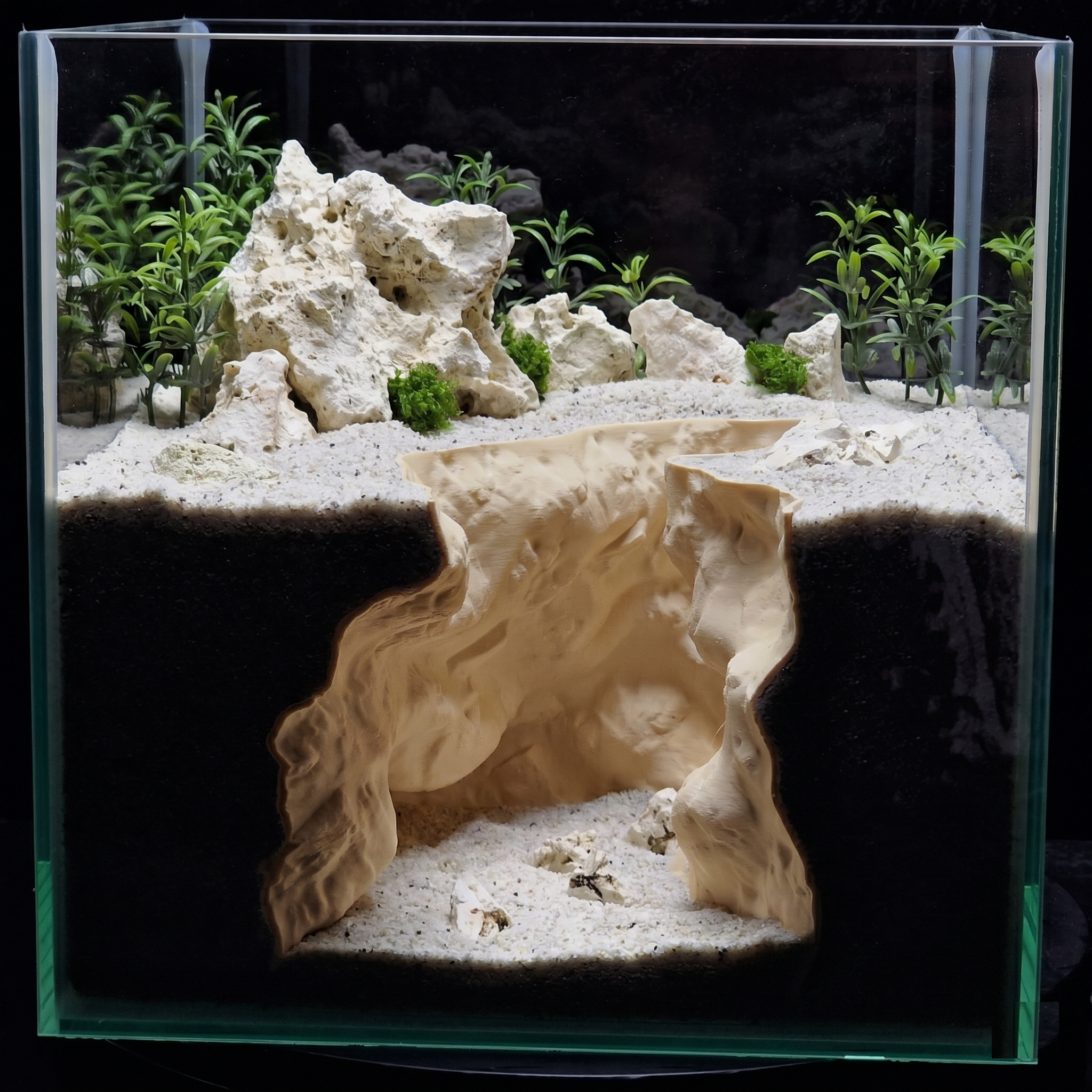 3D Printed Cave Decor – Deep Rift for Terrarium & Aquarium - Customizable Sizing - AQU-RIPPED-GY-L,AQU-RIPPED-BR-L,AQU-RIPPED-BE-L,AQU-RIPPED-WH-L