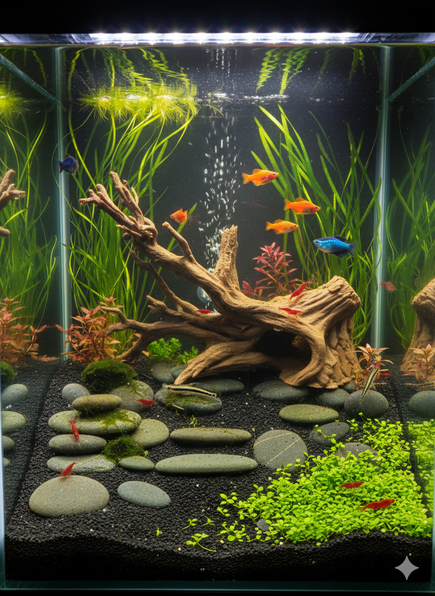 Aquarium Driftwood Decor | “Driftwood Hideout” | 3D Printed Wood Feature also for Terrarium Kit