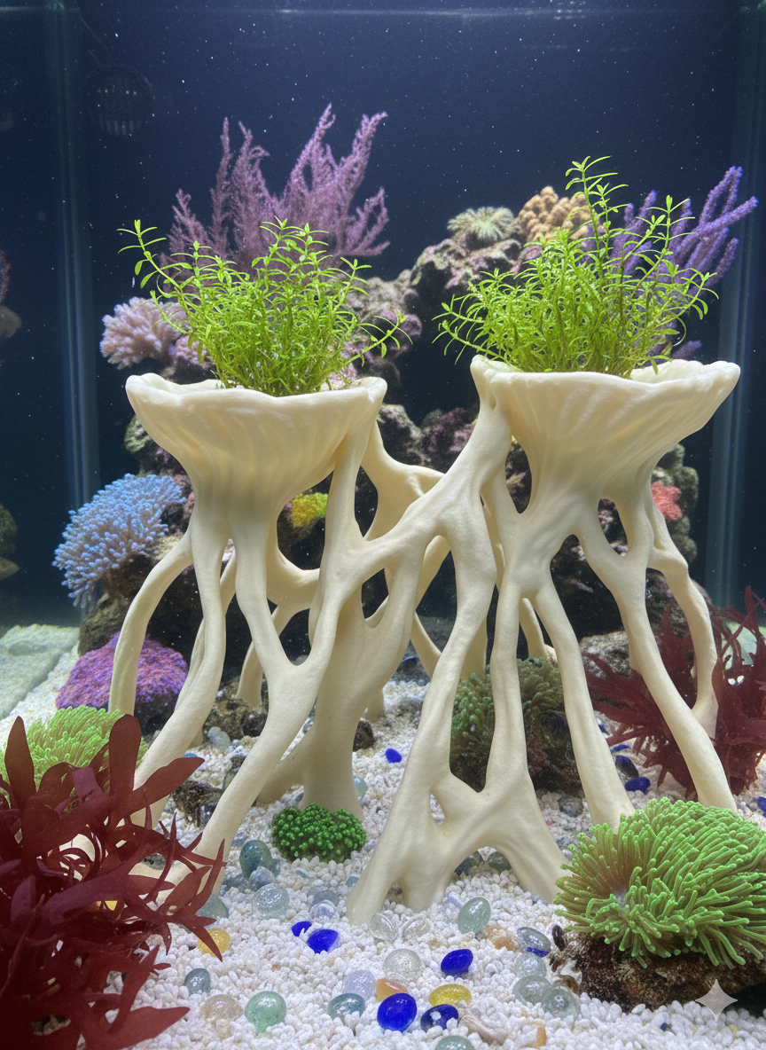 Aquarium Wood Decor | “Mangrove Root Planters” | 3D Printed Mangrove Roots also for Terrarium Kit