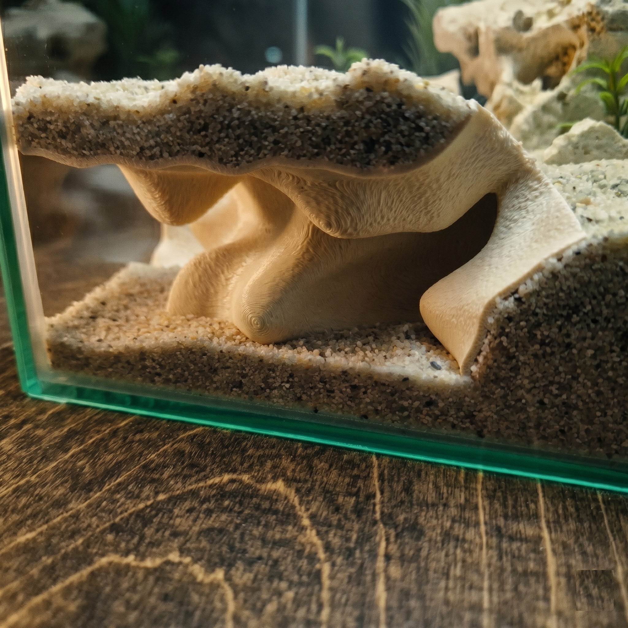 Terrarium Cave & Aquarium Tunnel | 3D Printed Under-Sand Hide for Aquascaping, Cichlids, Shrimp, and Reptiles - "Corner Office" Model - PhD Aqua Fabrication