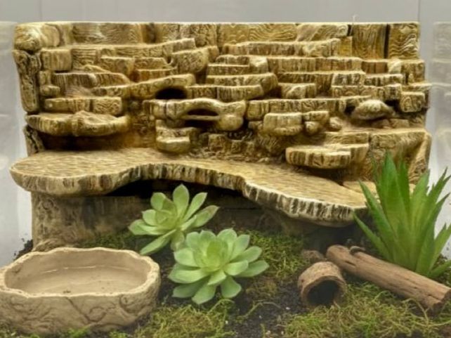 Terrarium Background Wall Cliff - Customizable - Rock Ledge Shelf for Reptiles, Amphibians, Invertebrates - "Outdoor Terrasse" Model - PhD Aqua Fabrication
