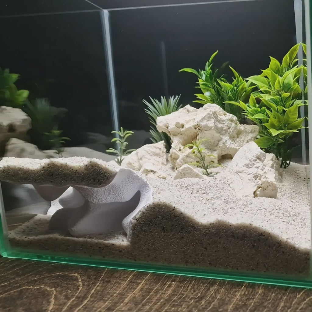 Terrarium Cave & Aquarium Tunnel | 3D Printed Under-Sand Hide for Aquascaping, Cichlids, Shrimp, and Reptiles - "Corner Office" Model