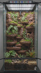 Customizable Terrarium Background Wall – 3D Rock Wall with Cave Hides and Ledge Basking Areas for Terrascaping and Aquascaping - "Hides and Hotspots" Model