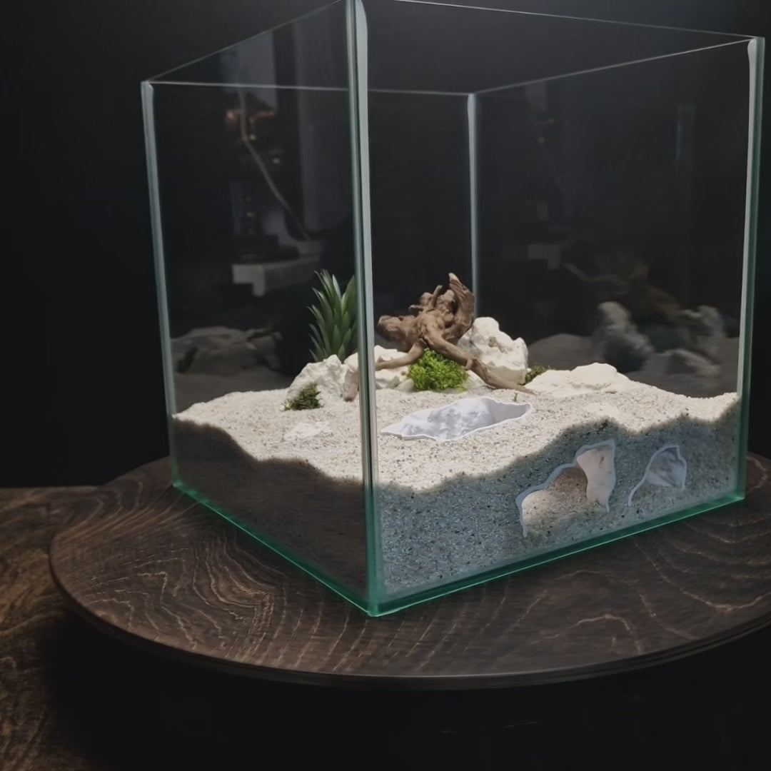 3D Printed Terrarium Cave – Rock Hideout for Terrarium, Aquarium - Customizable Sizing - "Offset Chamber" Model