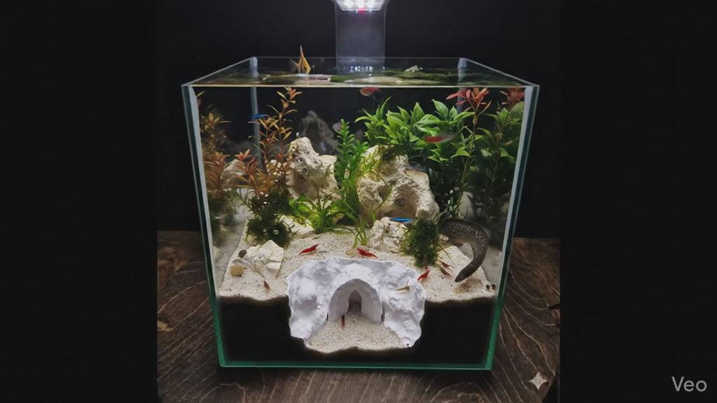Aquarium Decor Cave - Underground Sanctuary for Fish - Reptile & Amphibian Terrarium Accessory - "Do Not Enter Den" Model