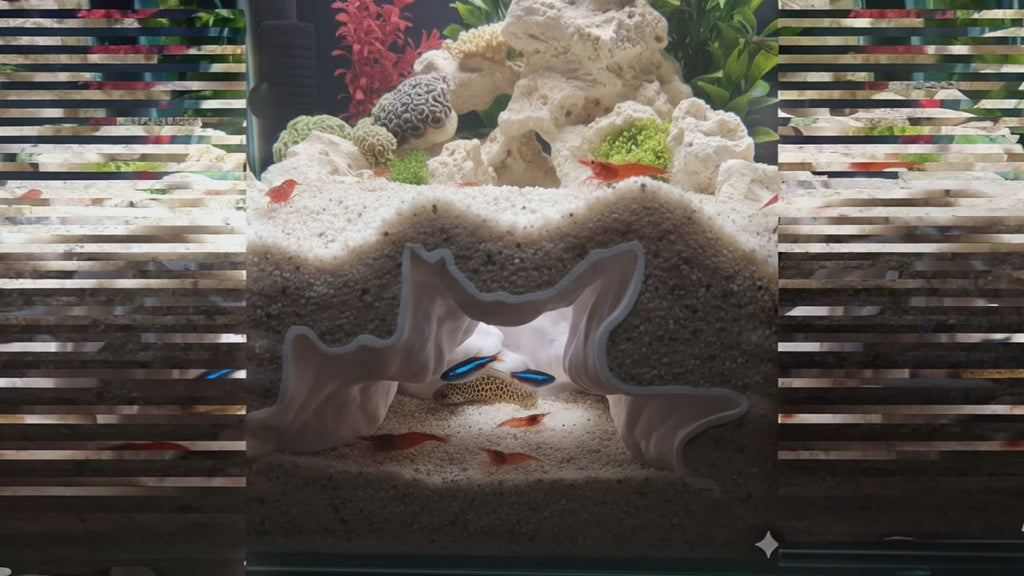 Aquarium Cave Decor - Underground Tunnel & Root Cavern - Natural Look Aquascaping & Terrarium Ornament - "Sunflower Root Cavern" Model