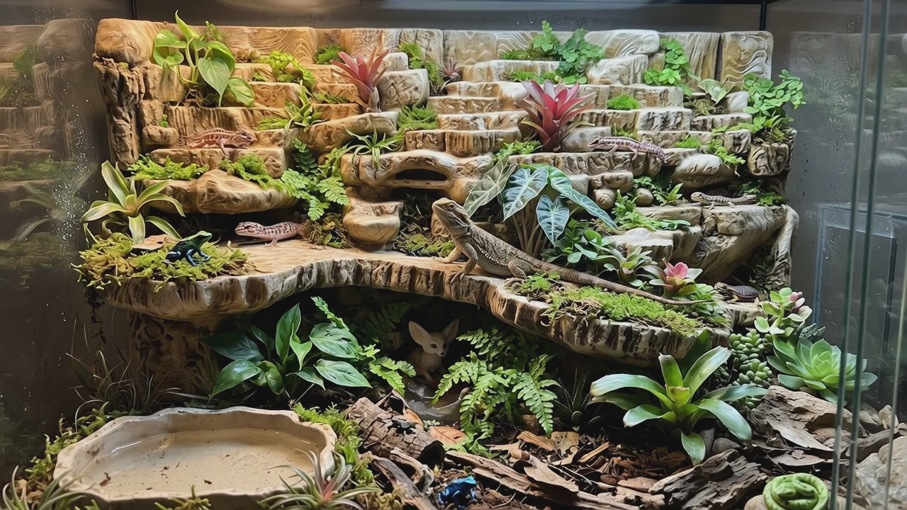 Terrarium Background Wall Cliff - Customizable - Rock Ledge Shelf for Reptiles, Amphibians, Invertebrates - "Outdoor Terrasse" Model