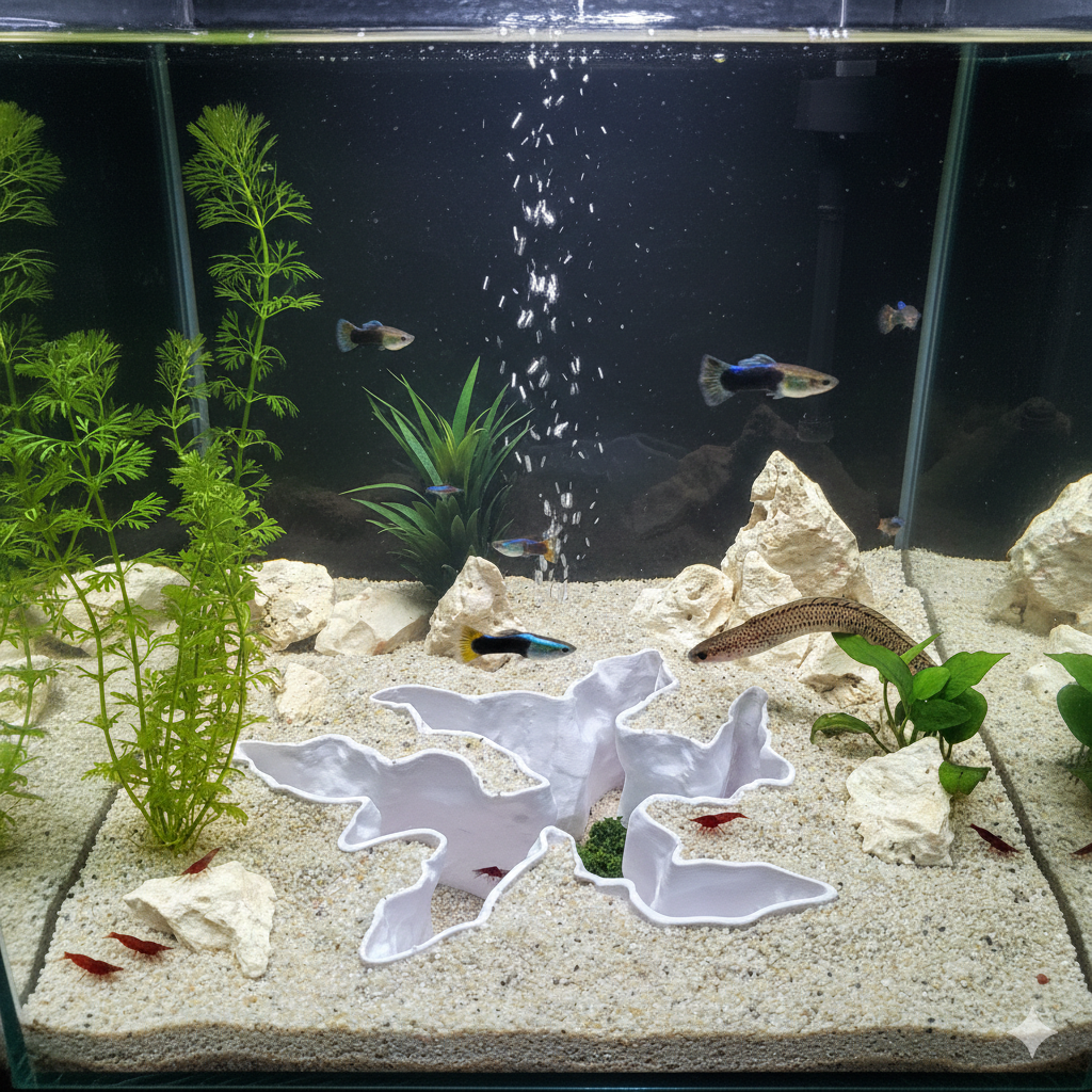 Current Divider - Aquarium Decor Cave | 3D Printed Rock Feature also for Terrarium Kit