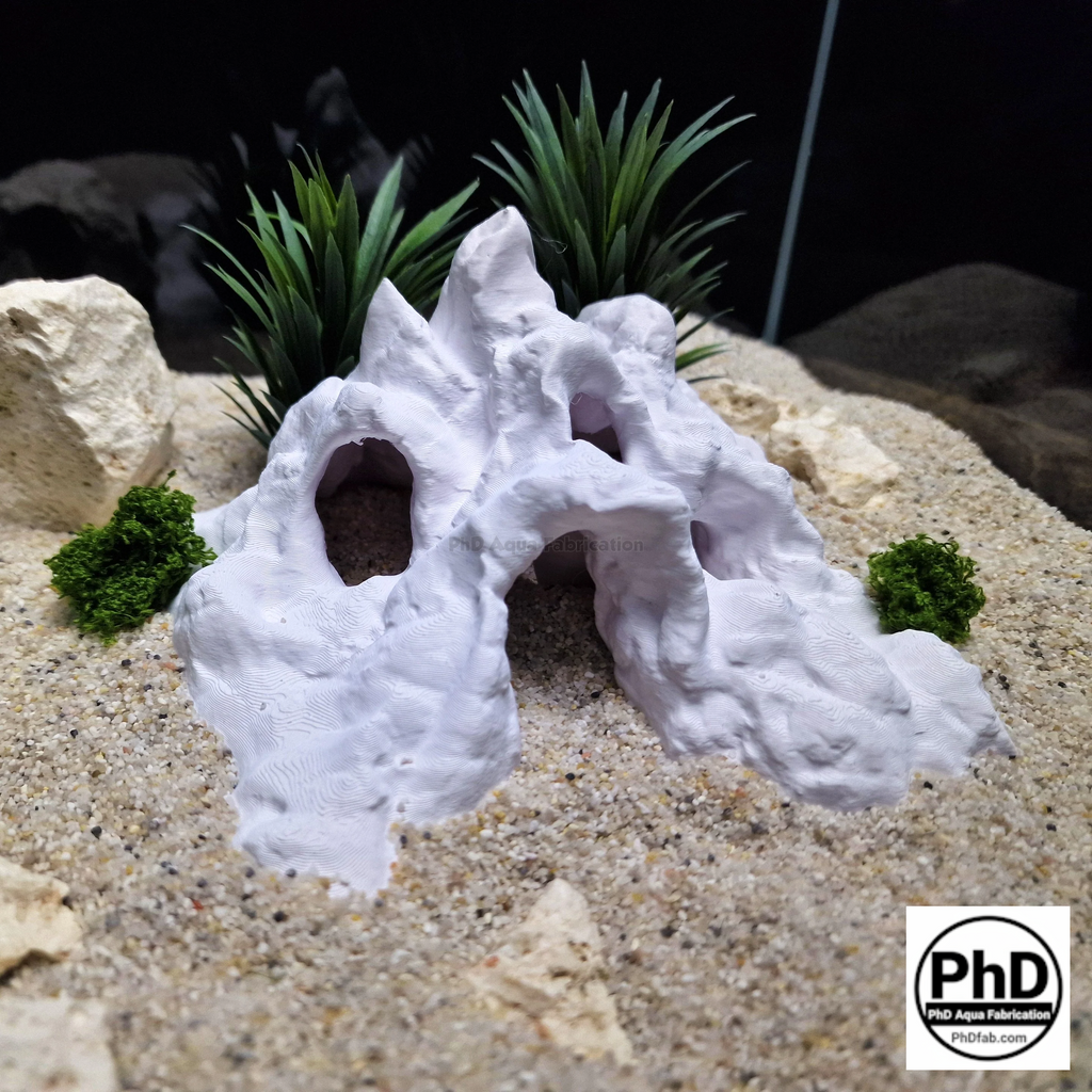 Aquarium Decor Cave Multiple Entrance Rock Feature - Fish Tank Hideout for Cichlids & Plecos - Large Reptile Terrarium Rock Ornament