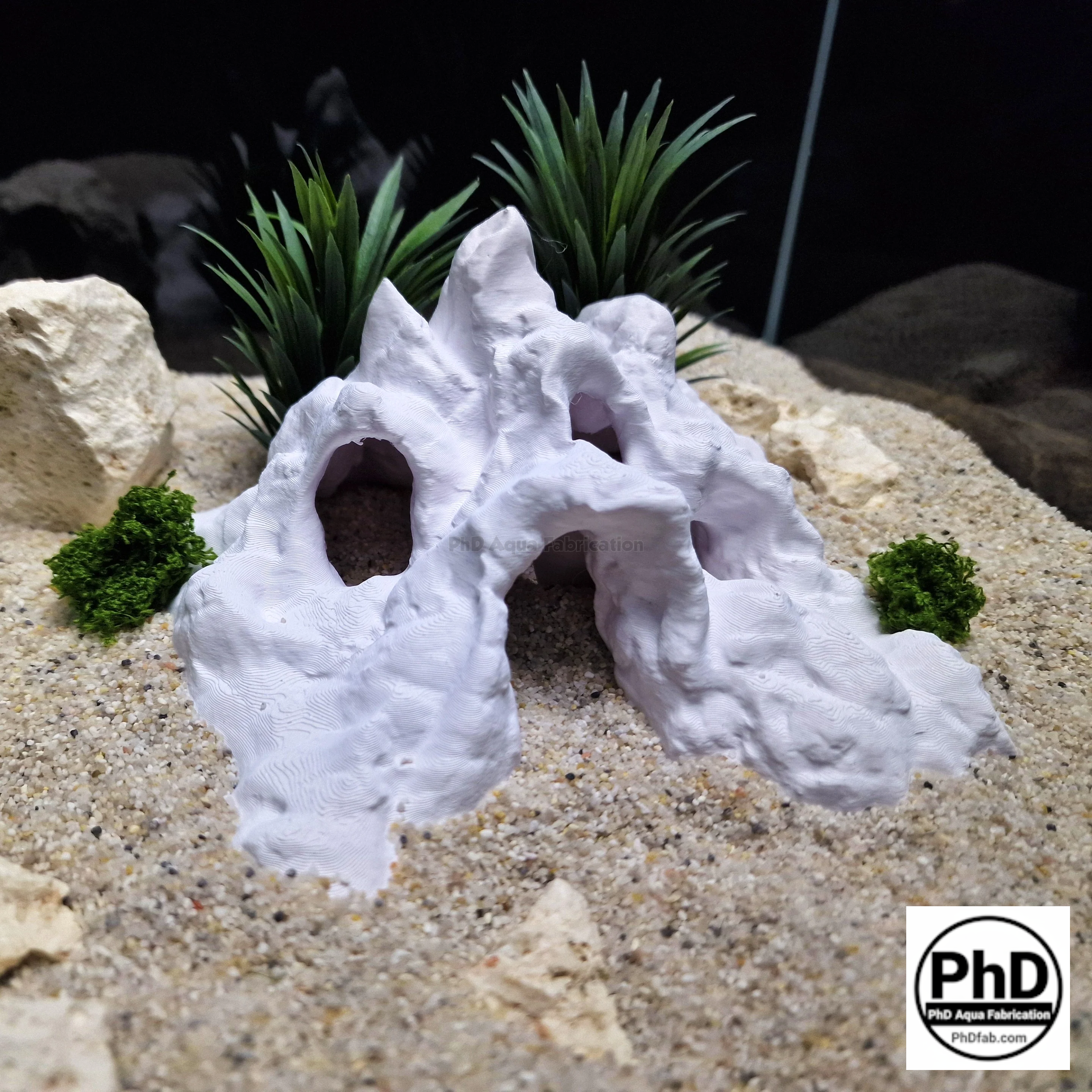 Aquarium Decor Cave Multiple Entrance Rock Feature - Fish Tank Hideout for Cichlids & Plecos - Large Reptile Terrarium Rock Ornament
