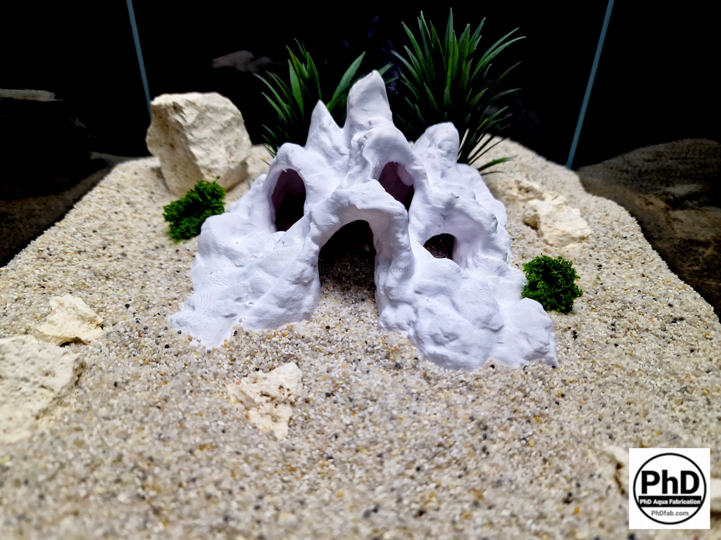 Aquarium Decor Cave Multiple Entrance Rock Feature - Fish Tank Hideout for Cichlids & Plecos - Large Reptile Terrarium Rock Ornament