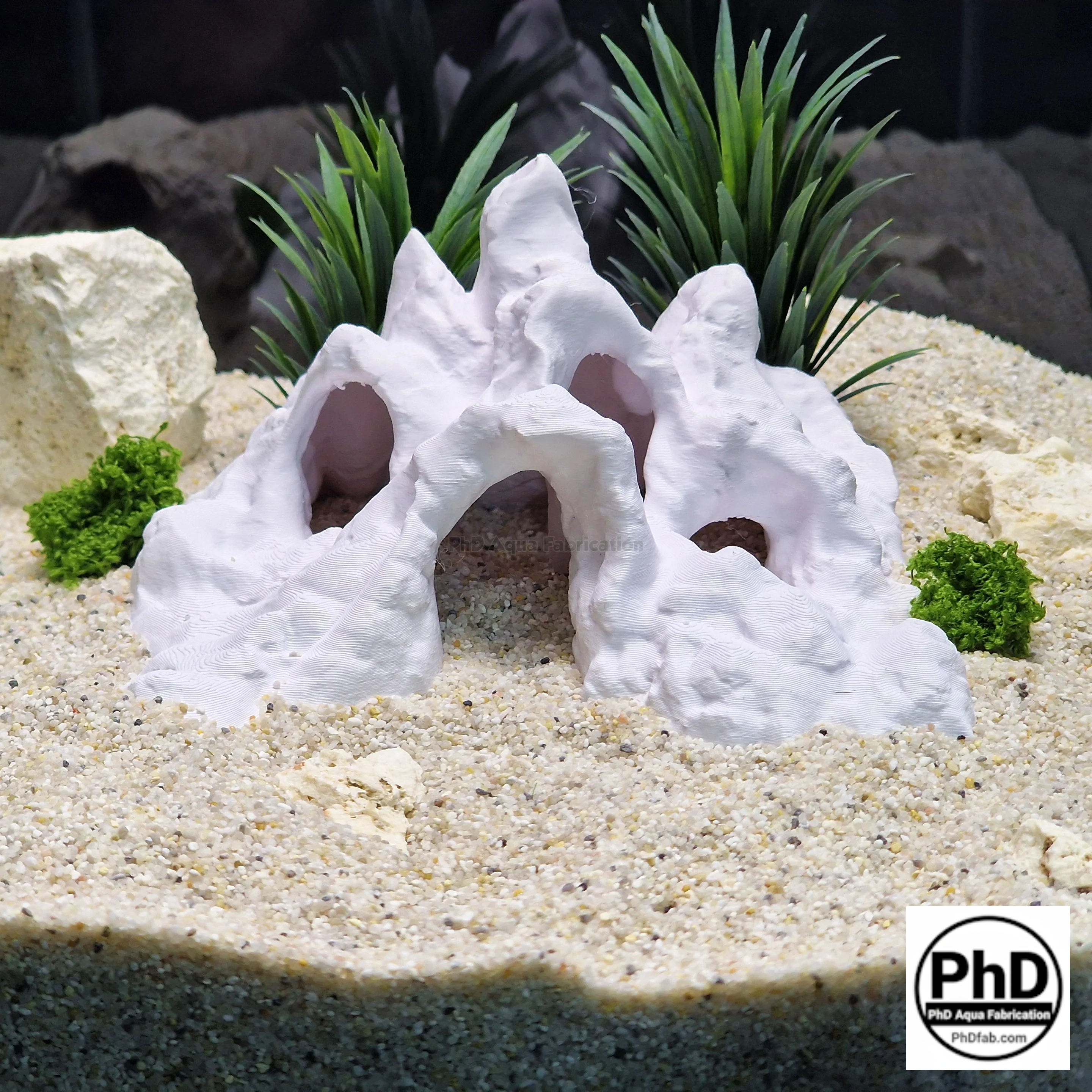 Aquarium Decor Cave Multiple Entrance Rock Feature - Fish Tank Hideout for Cichlids & Plecos - Large Reptile Terrarium Rock Ornament