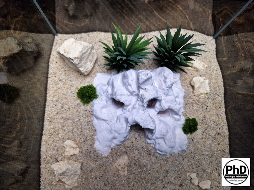 Aquarium Decor Cave Multiple Entrance Rock Feature - Fish Tank Hideout for Cichlids & Plecos - Large Reptile Terrarium Rock Ornament
