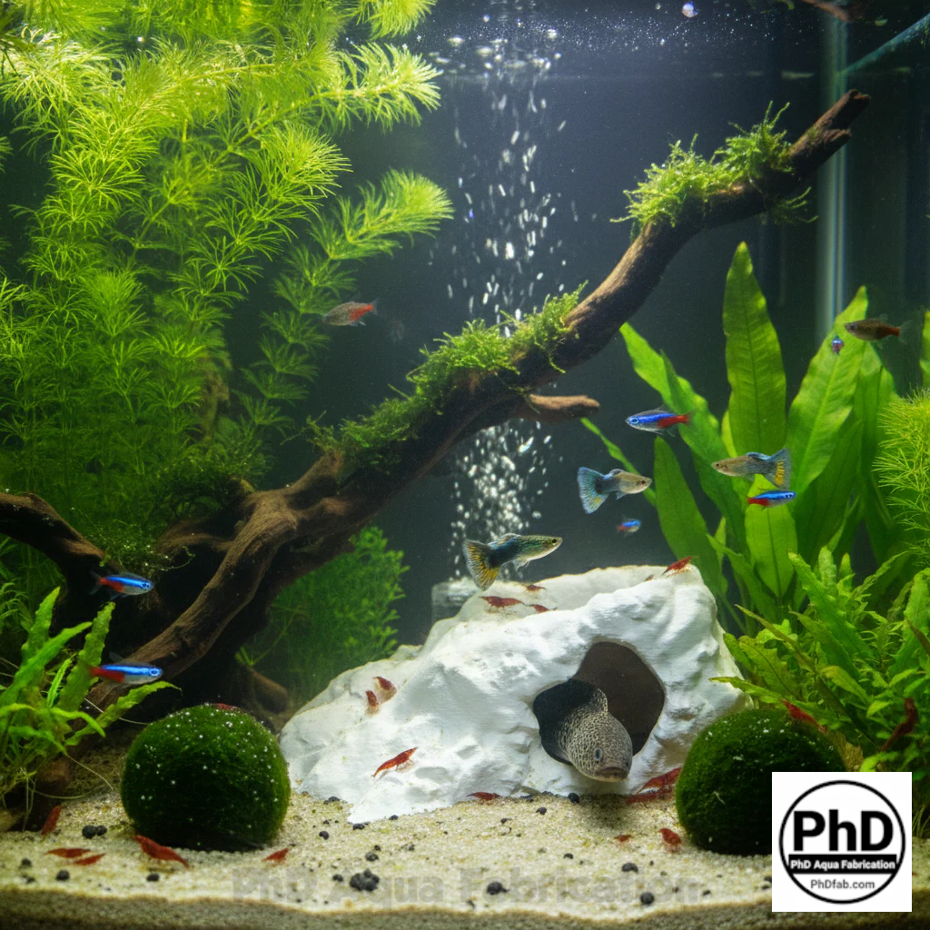 Aquarium Decor Cave - 3D Printed Fish Hide - Single Entrance Rock Den for Betta & Axolotl - Natural Look Fish Tank & Terrarium Ornament
