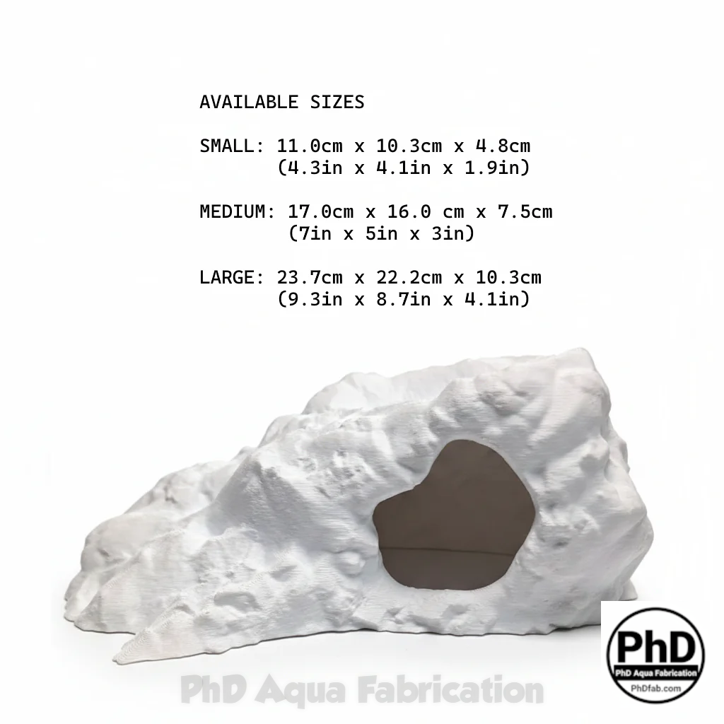 Aquarium Decor Cave - 3D Printed Fish Hide - Single Entrance Rock Den for Betta & Axolotl - Natural Look Fish Tank & Terrarium Ornament