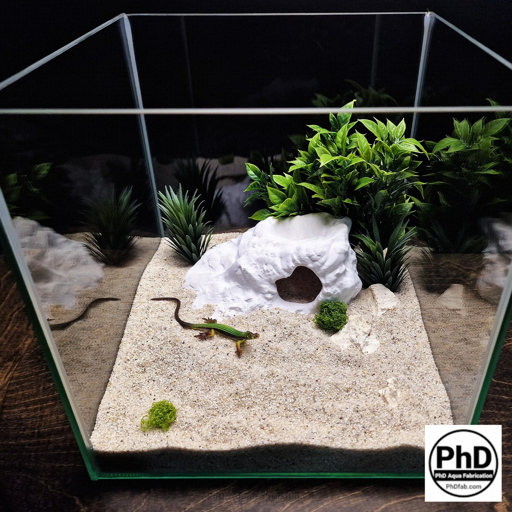 Aquarium Decor Cave - 3D Printed Fish Hide - Single Entrance Rock Den for Betta & Axolotl - Natural Look Fish Tank & Terrarium Ornament, AQU-BRACKD-WH-L, AQU-BRACKD-BE-L, AQU-BRACKD-BR-L