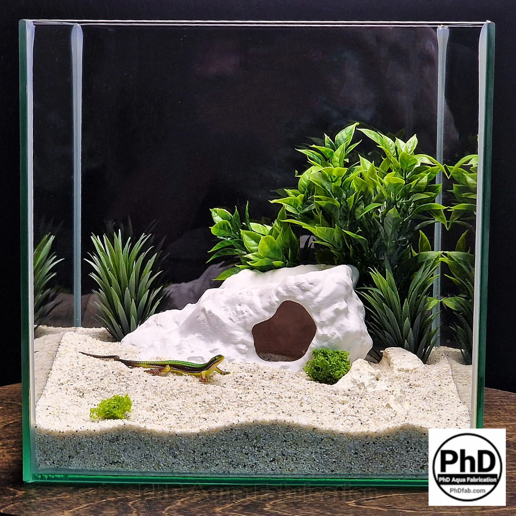 Aquarium Decor Cave - 3D Printed Fish Hide - Single Entrance Rock Den for Betta & Axolotl - Natural Look Fish Tank & Terrarium Ornament, AQU-BRACKD-WH-L, AQU-BRACKD-BE-L, AQU-BRACKD-BR-L