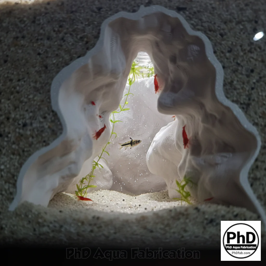 Aquarium Cave Underground Tunnel Hiding Spot - 3D Printed Rock Hide for Fish Shrimp Axolotl - Modular Fish Tank Decor