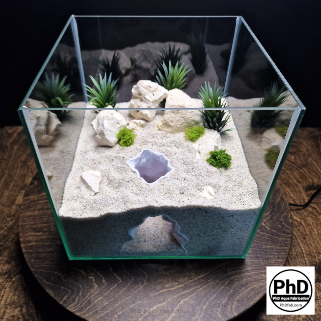 Aquarium Cave Underground Tunnel Hiding Spot - 3D Printed Rock Hide for Fish Shrimp Axolotl - Modular Fish Tank Decor