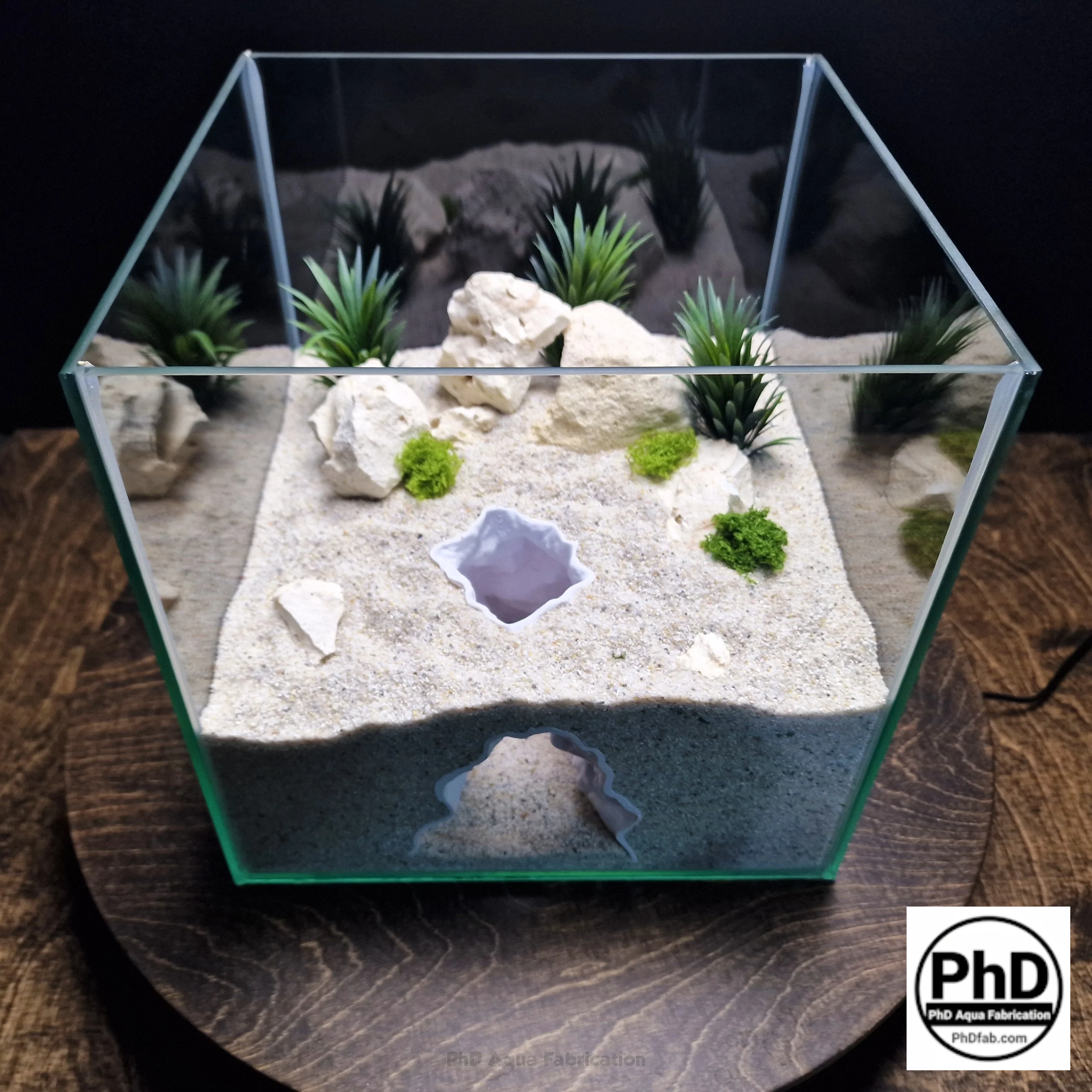 Aquarium Cave Underground Tunnel Hiding Spot - 3D Printed Rock Hide for Fish Shrimp Axolotl - Modular Fish Tank Decor