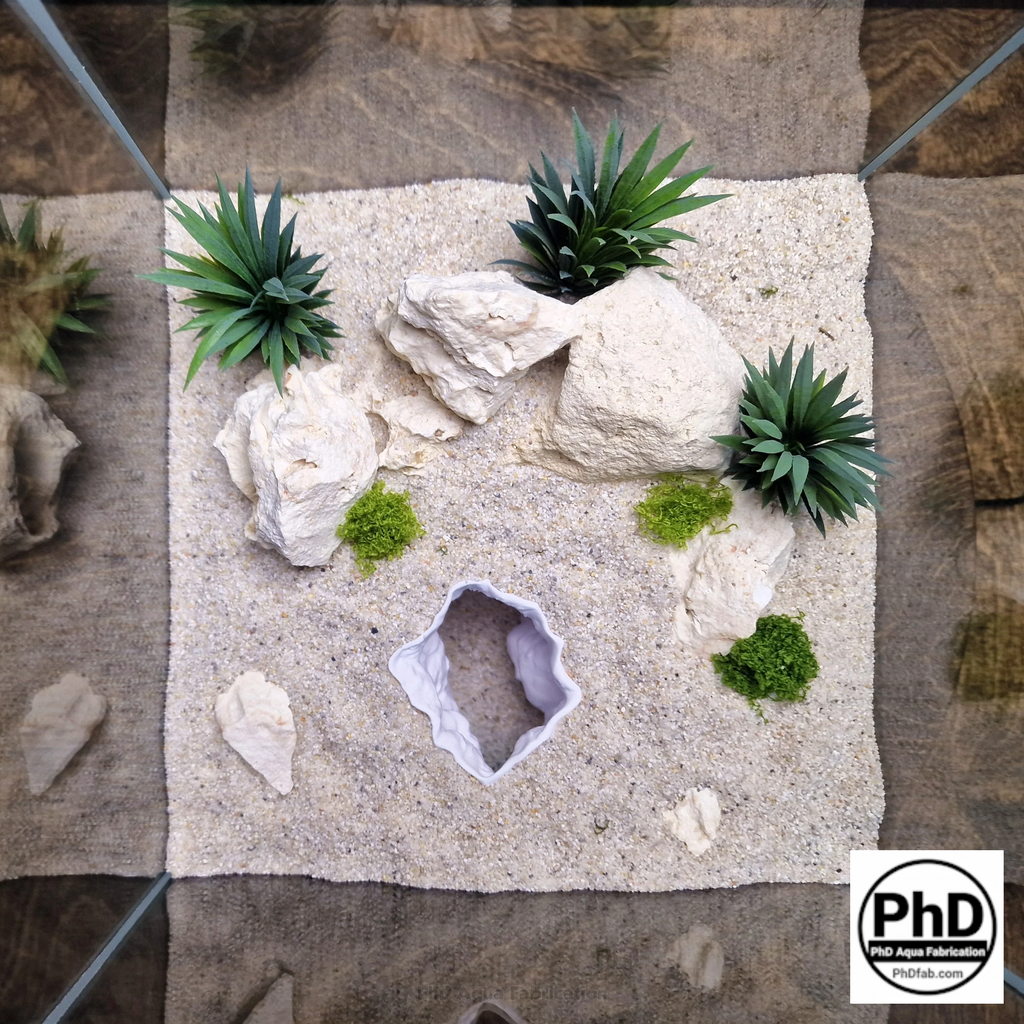 Aquarium Cave Underground Tunnel Hiding Spot - 3D Printed Rock Hide for Fish Shrimp Axolotl - Modular Fish Tank Decor