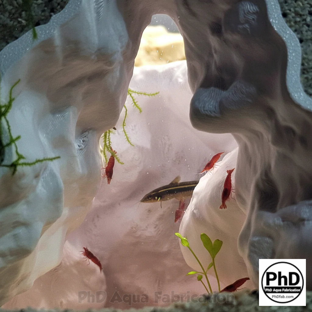 Aquarium Cave Underground Tunnel Hiding Spot - 3D Printed Rock Hide for Fish Shrimp Axolotl - Modular Fish Tank Decor