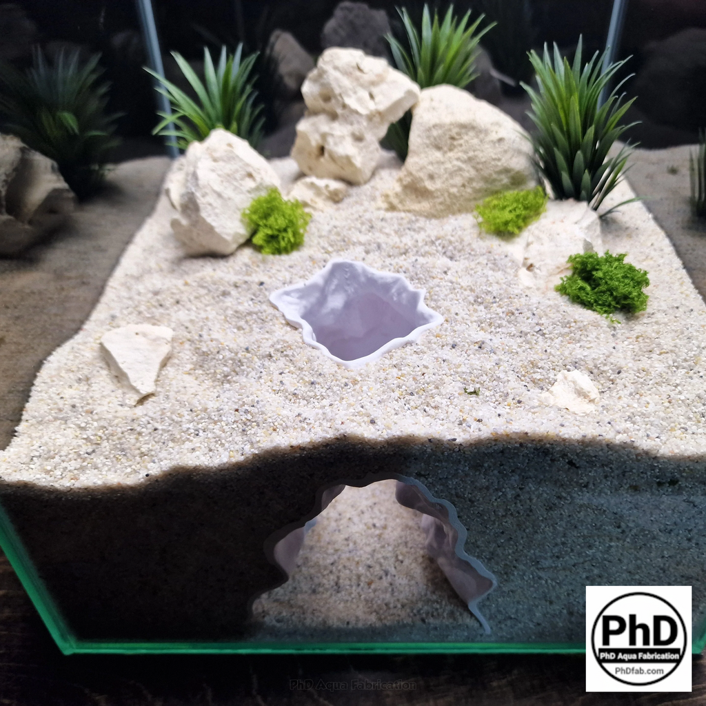 Aquarium Cave Underground Tunnel Hiding Spot - 3D Printed Rock Hide for Fish Shrimp Axolotl - Modular Fish Tank Decor