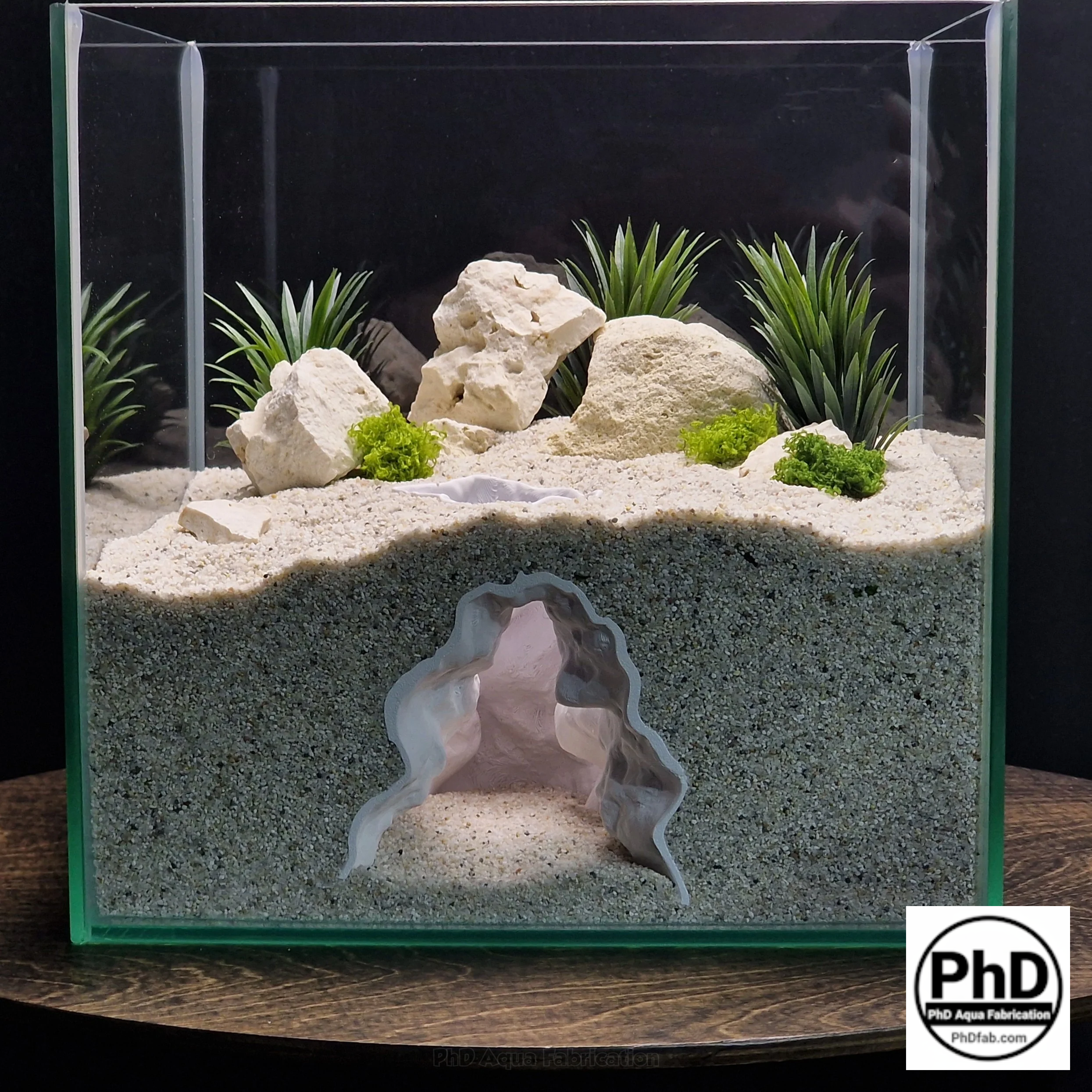Aquarium Cave Underground Tunnel Hiding Spot - 3D Printed Rock Hide for Fish Shrimp Axolotl - Modular Fish Tank Decor