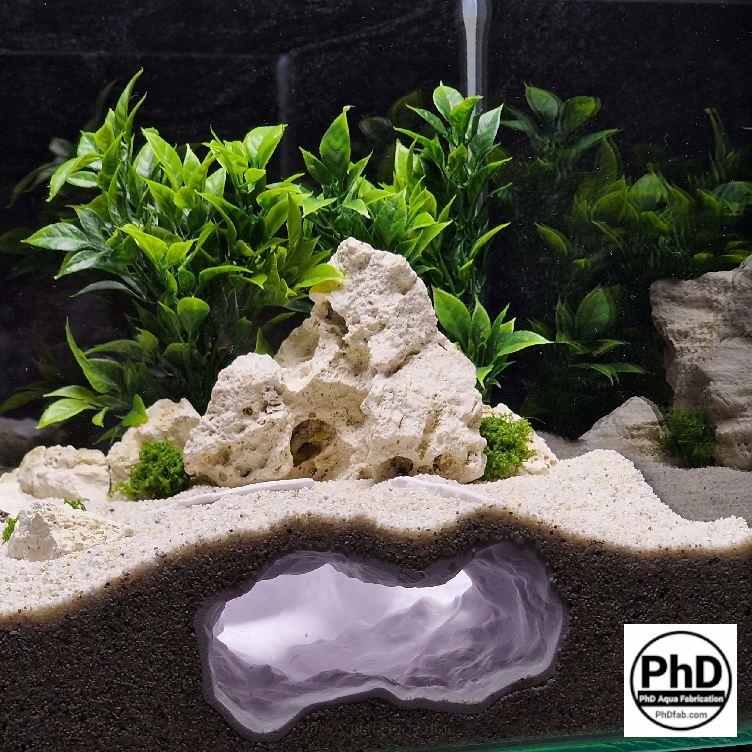 Aquarium Cave Decor - Underground Rock Feature for Fish Tanks - Natural Look Stone Hideout - 3D Printed Terrarium & Aquascape Ornament