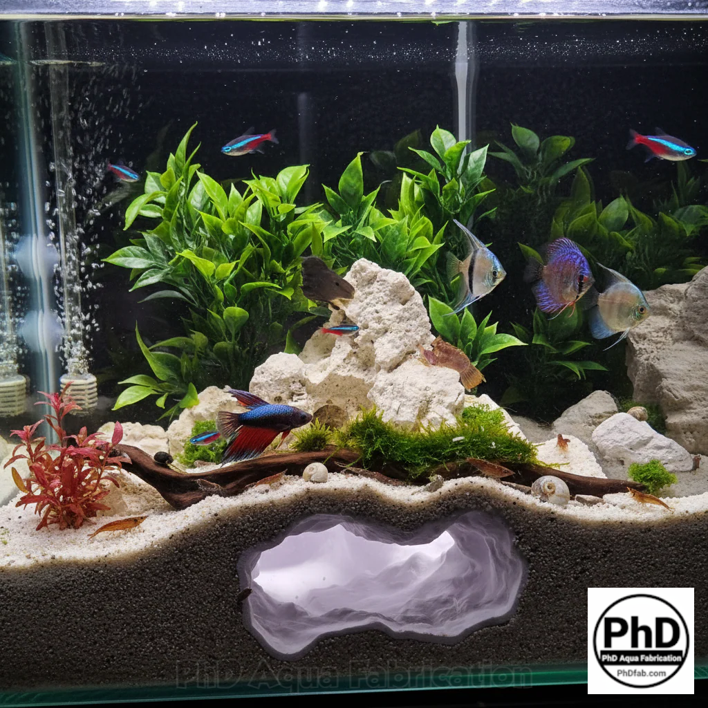 Aquarium Cave Decor - Underground Rock Feature for Fish Tanks - Natural Look Stone Hideout - 3D Printed Terrarium & Aquascape Ornament, AQU-NOONEH-BR-L, AQU-NOONEH-WH-L, AQU-NOONEH-BE-L